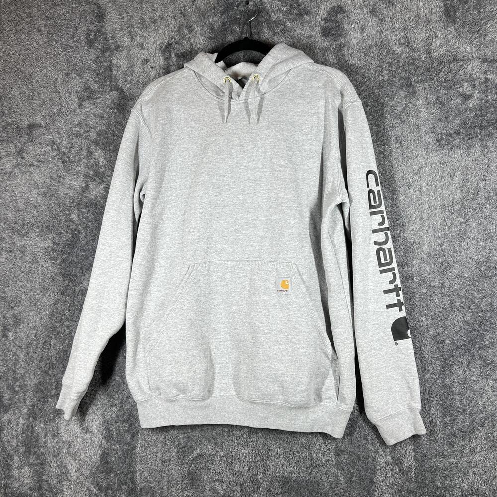Carhartt Hoodie Mens M Gray Pullover Loose Fit Heavyweight Fleece Hooded